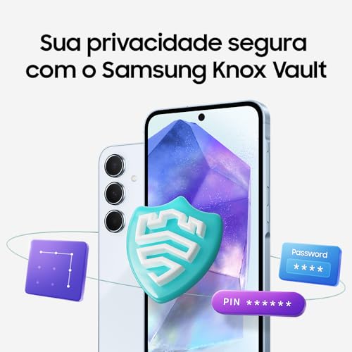Celular Samsung Galaxy A55 5G, Câmera Tripla até 50MP, Tela 6.6", 256GB Azul Escuro