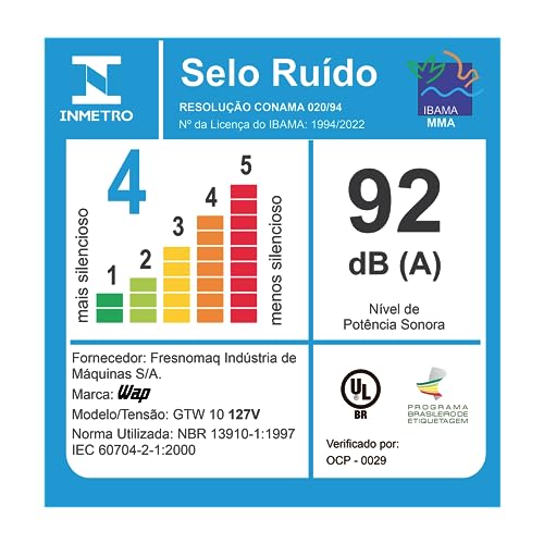 Aspirador de Pó e Líquidos WAP GTW 10 Filtro Lavável 1400W 220 Volts - Capacidade de 10 litros e Mangueira de 1,5 metros