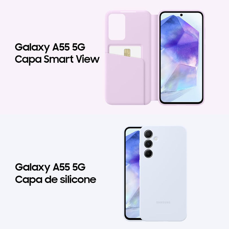 Celular Samsung Galaxy A55 5G, Câmera Tripla até 50MP, Tela 6.6", 256GB Azul Escuro