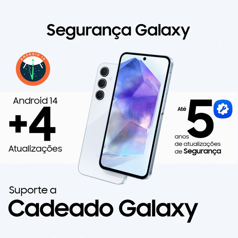 Celular Samsung Galaxy A55 5G, Câmera Tripla até 50MP, Tela 6.6", 256GB Azul Escuro