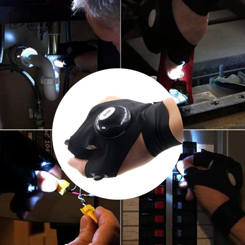 Festa de iluminação decoração cinta mágica luva fingerless led lanterna tocha luzes capa multiuso lanterna luvas