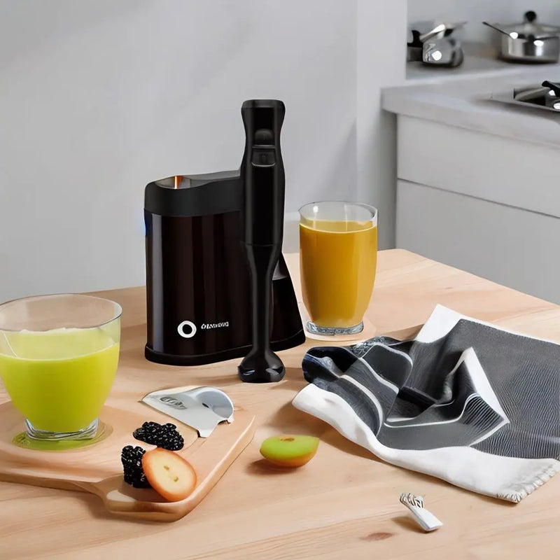 Liquidificador elétrico de imersão (preto), mixer, picador, triturador de gelo, controle de 2 velocidades, mixer de uma mão, acessórios de cozinha