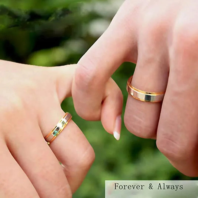 Anel de casal de design de luxo, anéis de noivado e casamento para mulheres, homens, anel de promessa, presente romântico de dia dos namorados, joias, Anillos Mujer