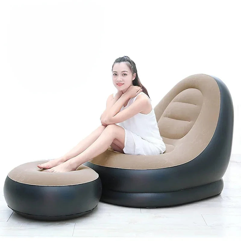 Sofá inflável para lazer, pufe, sofá preguiçoso, conjunto de sofá, cama reclinável dobrável ao ar livre, assento fofo, pufe de tatame, cadeira de quarto