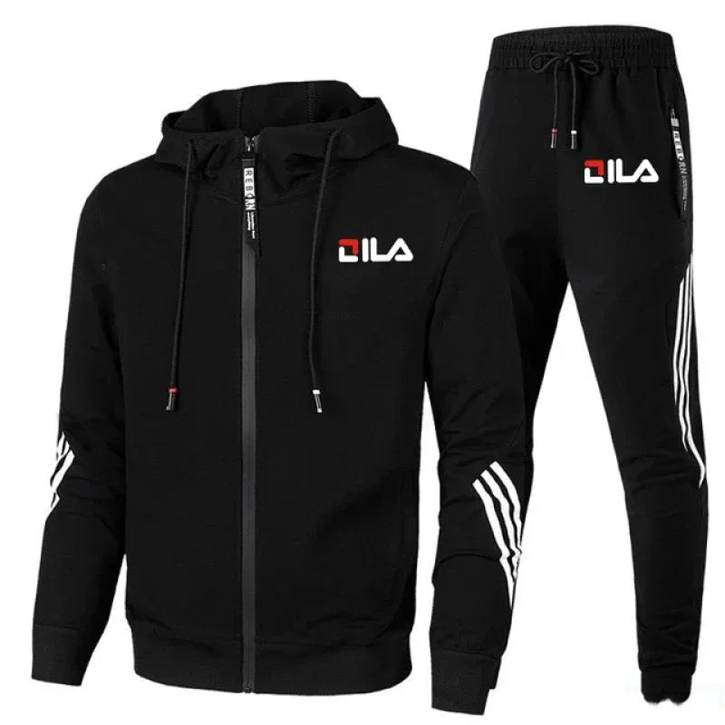 Conjunto esportivo de jogging masculino com jaqueta de zíper, calça esportiva casual, roupas de marca, primavera e outono, novo, 2 peças