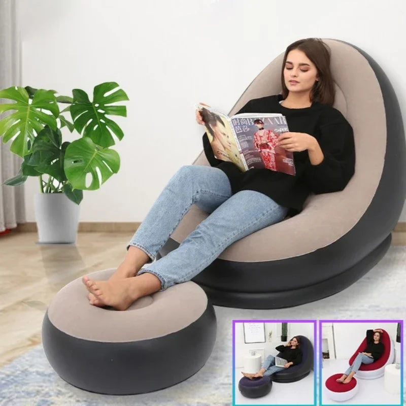 Sofá inflável para lazer, pufe, sofá preguiçoso, conjunto de sofá, cama reclinável dobrável ao ar livre, assento fofo, pufe de tatame, cadeira de quarto